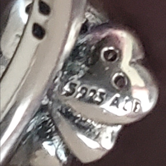 PANDORA BLUE PANSY FLOWER HOOP EARRINGS - Picture 7 of 8